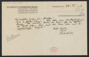 Brief an Willy Strecker und Ludwig Strecker an B. Schott's Söhne : 22.05.1930