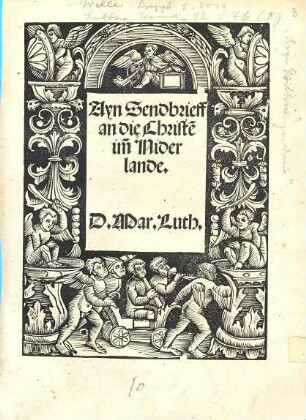 Ayn Sendbrieff an die Christe[n] im[m] Niderlande