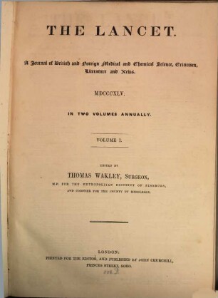 The lancet. 1845, 1845, Vol. 1