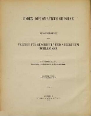Regesten zur schlesischen Geschichte, 3. Bis zum Jahre 1300