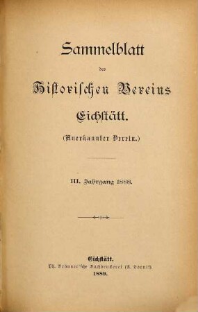 Sammelblatt. 3. 1888. - 1889