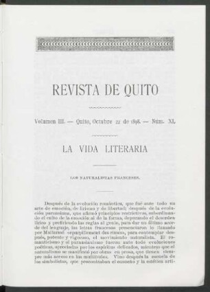 Núm. XL - Quito, Octubre 22 de 1898