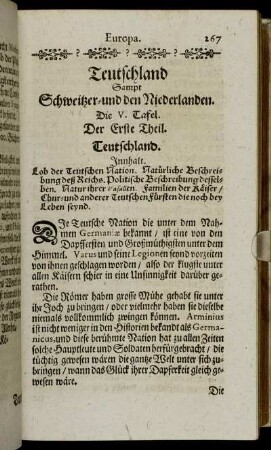Der Erste Theil. Teutschland.