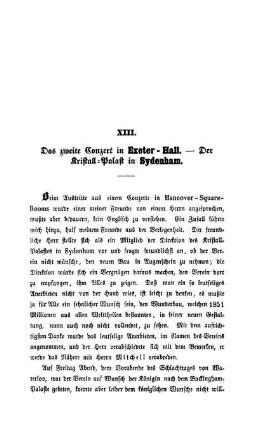 XIII. Das siebente (zweite geistliche) Conzert in Exeter-Hall. Der Kristall-Palast in Sydenham