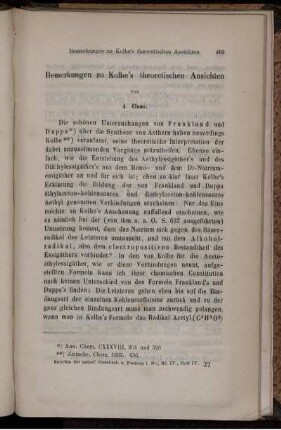 Bemerkungen zu Kolbe's theoretischen Ansichten.