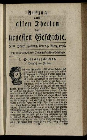 XIII. Stück. Coburg, den 24. Merz, 1756.
