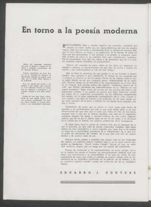 En torno a la poesía moderna