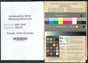 Entnazifizierung Anita Charlotte Krause , geb. 13.03.1909 (Jugendfuersorgerin)