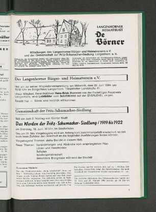 Die nächsten Sitzungen des Ortsausschusses
