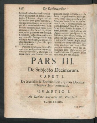 Caput I. De Ecclesijs & Ecclesiasticis, quibus Decimae debentur Iure communi