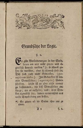 Grundsätze der Logic. §. 1. - §. 52.