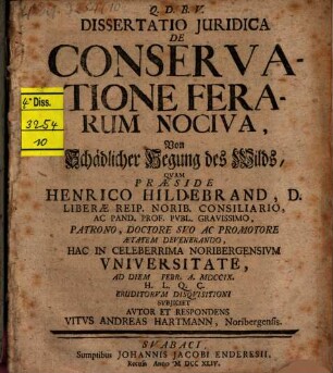 De conservatione ferarum nociva