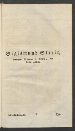 Sigismund Streit ...