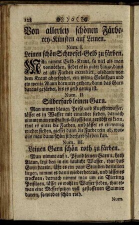 Von allerley schönen Färberey-Künsten auf Leinen.