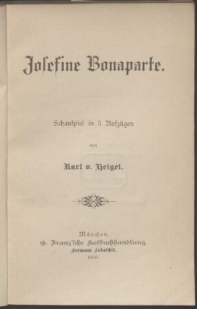 Josefine Bonaparte : Schauspiel in 5 Aufzügen