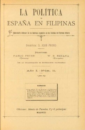 Núm. 11. 7 Julio 1891