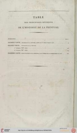 Table des principales divisions de l'histoire de la peinture