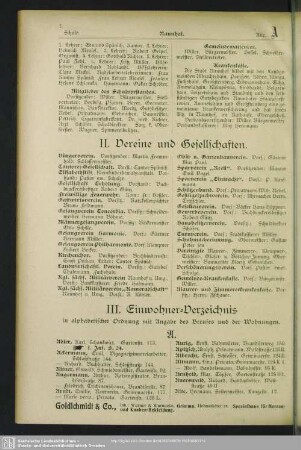 III. Einwohnerverzeichnis : III. Einwohner-Verzeichnis