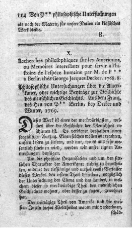 Recherches philosophiques sur les americains.