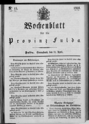 Nr. 15, Ausgabe vom 11. April 1863