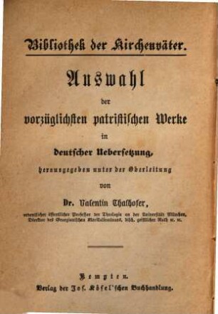 Ausgewählte Schriften des heiligen Hieronymus, Kirchenlehrers, 1. [Ausgewählte Briefe ; 1.2]