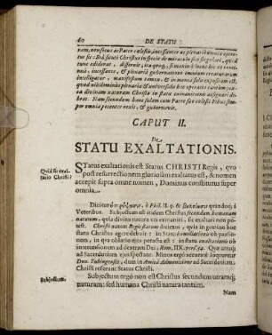 Caput II. De Statu Exaltationis.