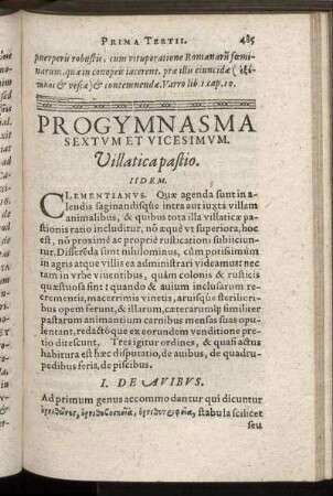 Progymnasma Sextum Et Vicesimum. Villatica pastio.