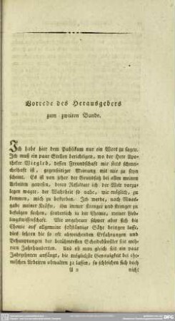 Vorrede des Herausgebers zum zweiten Bande