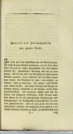 Vorrede des Herausgebers zum zweiten Bande