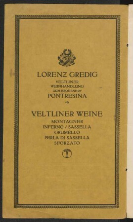 Carte des vins / Hotel Muottas, Kulm