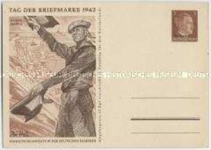 Postkarte zum Tag der Briefmarke 1942, Motiv Kriegsmarine