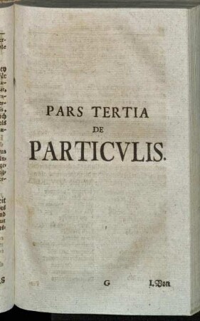 Pars tertia de Particulis.