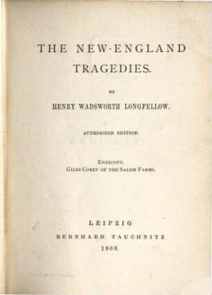 The New-England tragedies