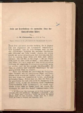 Notiz zur Beurtheilung des normalen Situs der Eustachi'schen Röhre