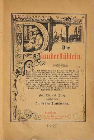 Das Plauderstüblein ... : (Münchener Geschilpt)