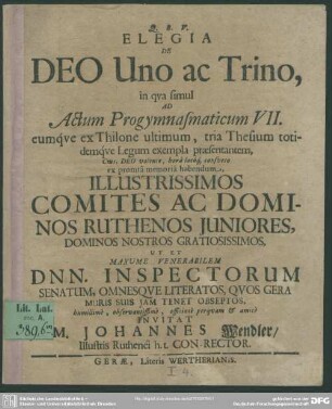 Elegia de Deo uno ac trino
