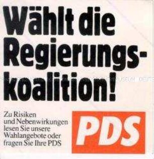Aufkleber der PDS zur Bundestagswahl 1994