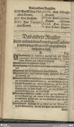 Das andere Register derer andern denckwürdigen Sachen, so in diesen geistlichen Ergötzlichkeiten enthalten sind