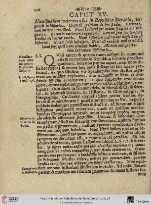Caput XV: Numismatum veterum usus in Republica literaria, imprimis in historia