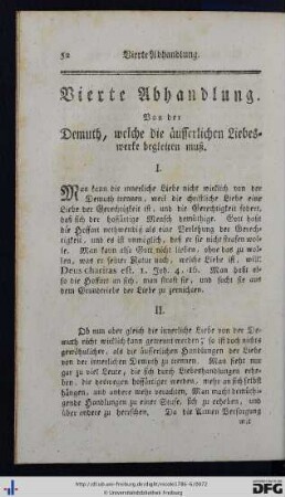IV. Abhandlung. Von der Demuth, welche die äusserlichen Liebeswerke begleiten muß.