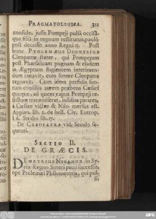 Sectio II. De Graecis.