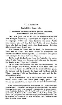 VI. Abschnitt. Projektive Geometrie.