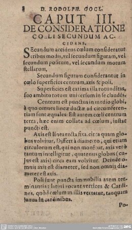 CAPUT III. DE CONSIDERTIONE COELI SECUNDUM ACCIDENS.