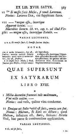 Quae supersunt Ex Satyrarum Libro XVIII.
