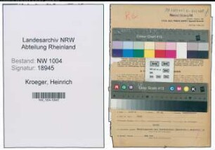 Entnazifizierung Heinrich Kroeger , geb. 27.02.1901 (Steuerbeamter)