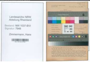 Entnazifizierung Hans Zimmermann , geb. 23.06.1899 (Angestellter)
