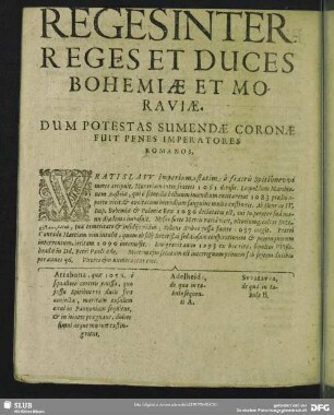Regesinter Regset Duces Bohemiae Et Moraviae