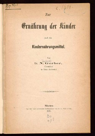 Zur Ernährung der Kinder und die Kindernahrungsmittel