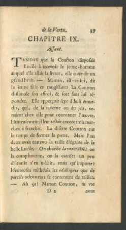 de la Vertu. Chapitre IX. Assaut