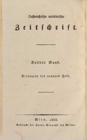 Oestreichische militärische Zeitschrift. 1835, 3